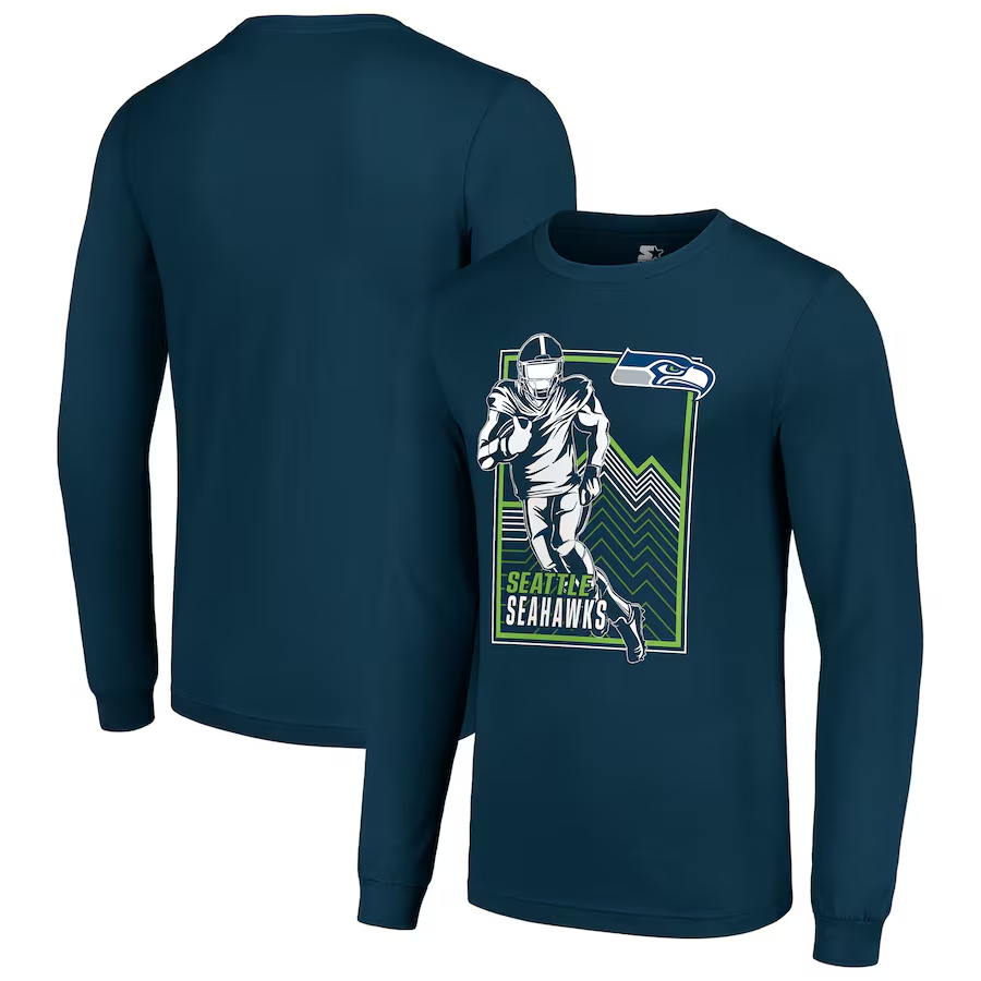 Men Seattle Seahawks blue 2024 NFL Long sleeve T Shirts